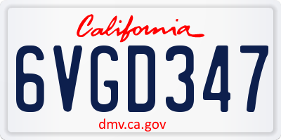 CA license plate 6VGD347
