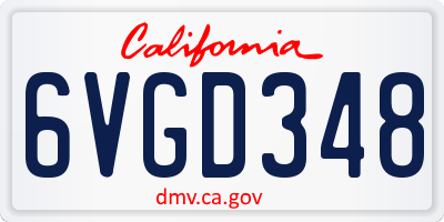 CA license plate 6VGD348