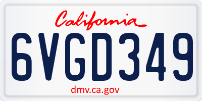 CA license plate 6VGD349