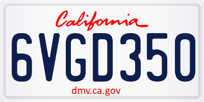 CA license plate 6VGD350