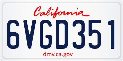 CA license plate 6VGD351
