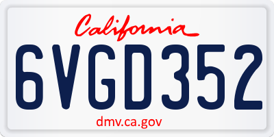 CA license plate 6VGD352