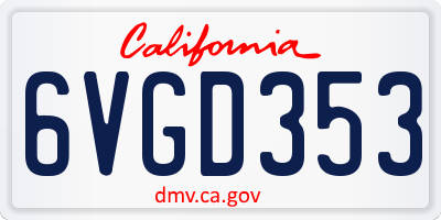 CA license plate 6VGD353