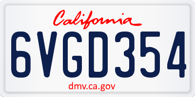 CA license plate 6VGD354