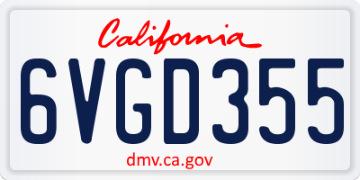 CA license plate 6VGD355