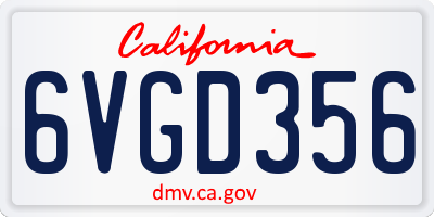 CA license plate 6VGD356