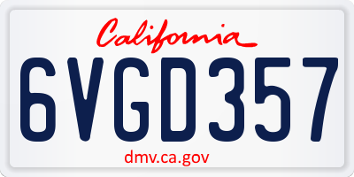 CA license plate 6VGD357