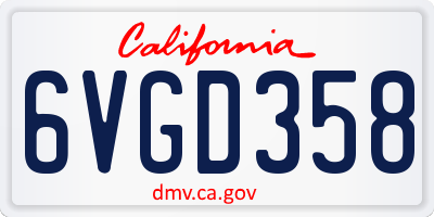 CA license plate 6VGD358