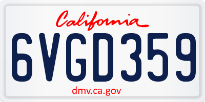 CA license plate 6VGD359
