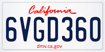 CA license plate 6VGD360