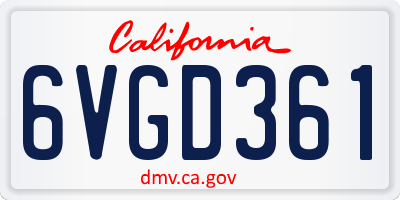 CA license plate 6VGD361