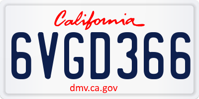 CA license plate 6VGD366