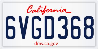 CA license plate 6VGD368