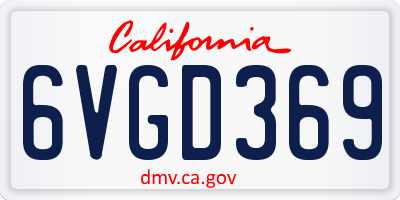 CA license plate 6VGD369