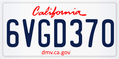 CA license plate 6VGD370