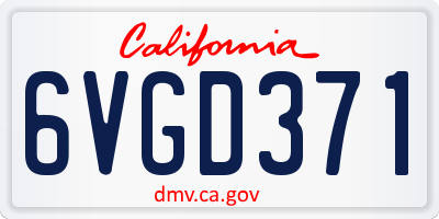 CA license plate 6VGD371