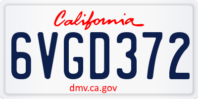 CA license plate 6VGD372