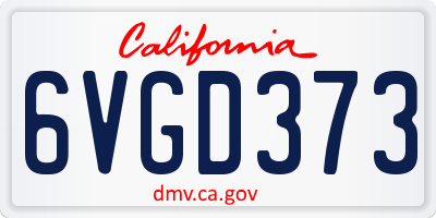 CA license plate 6VGD373