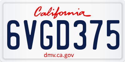 CA license plate 6VGD375