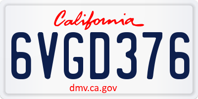 CA license plate 6VGD376
