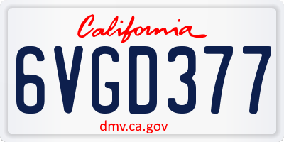 CA license plate 6VGD377