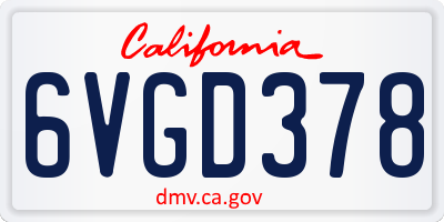 CA license plate 6VGD378