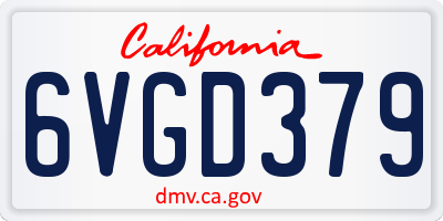 CA license plate 6VGD379