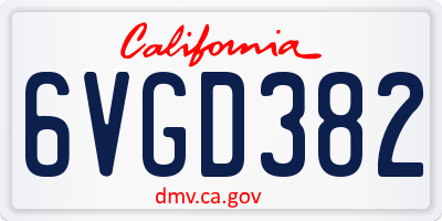 CA license plate 6VGD382