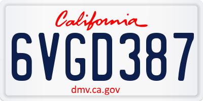 CA license plate 6VGD387