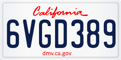 CA license plate 6VGD389