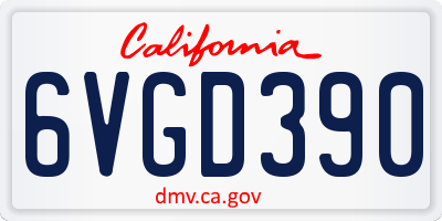 CA license plate 6VGD390
