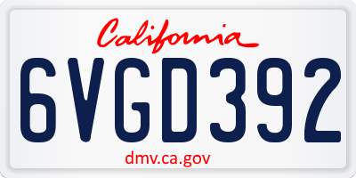 CA license plate 6VGD392