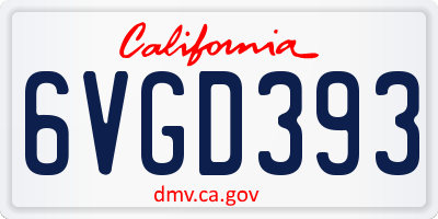 CA license plate 6VGD393