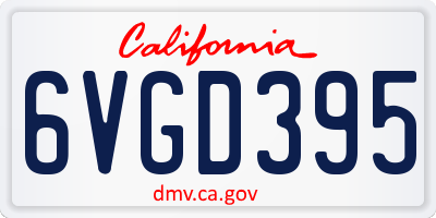 CA license plate 6VGD395