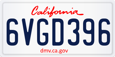 CA license plate 6VGD396