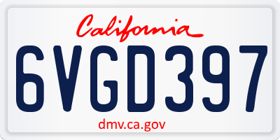 CA license plate 6VGD397