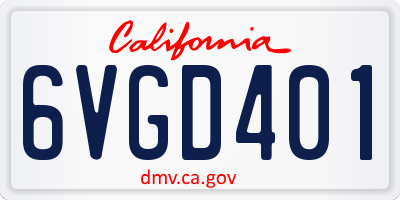 CA license plate 6VGD401
