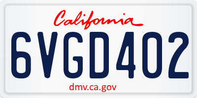 CA license plate 6VGD402
