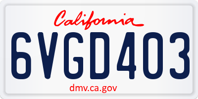 CA license plate 6VGD403