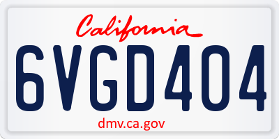 CA license plate 6VGD404