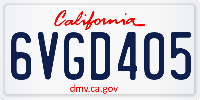 CA license plate 6VGD405