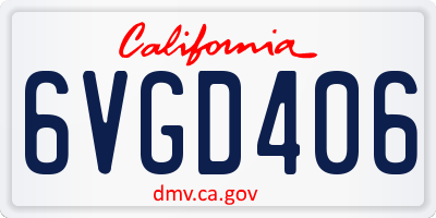 CA license plate 6VGD406