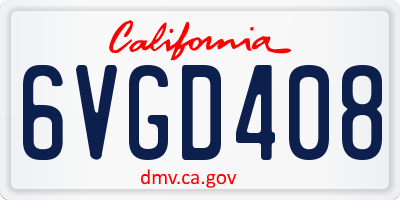 CA license plate 6VGD408
