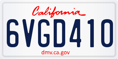 CA license plate 6VGD410