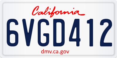 CA license plate 6VGD412
