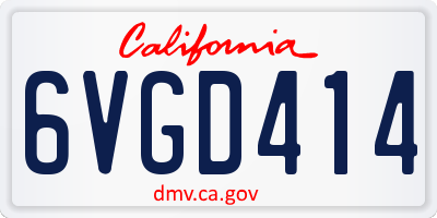 CA license plate 6VGD414