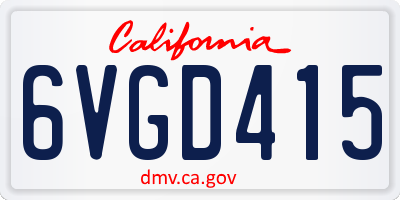 CA license plate 6VGD415