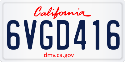 CA license plate 6VGD416