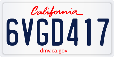 CA license plate 6VGD417