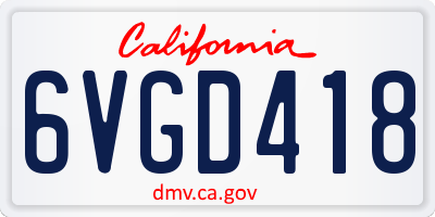 CA license plate 6VGD418